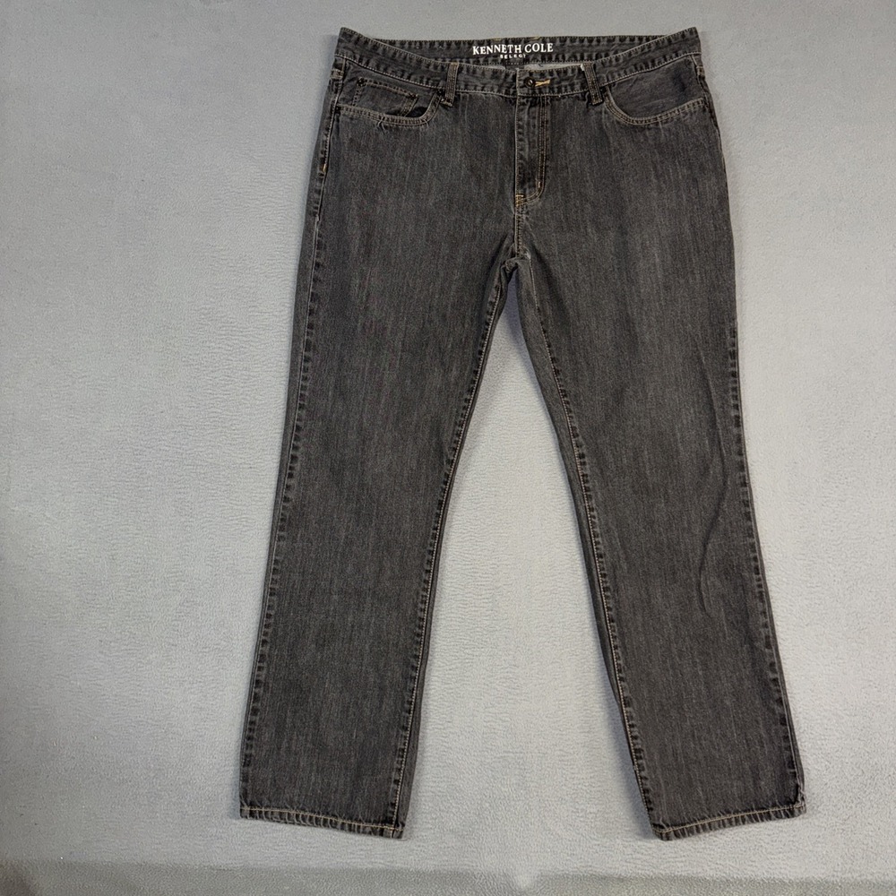 Kenneth Cole Select Jeans Mens 38x32 (Fits 40x32) Gray Relaxed Straight Denim